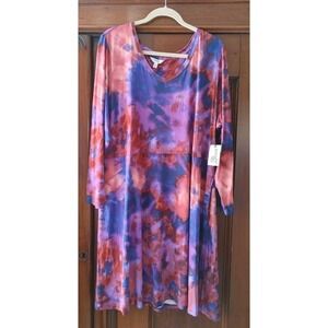 SOLD Artsy Pattern Dress Crown& Ivy 2X Plus Purple Red